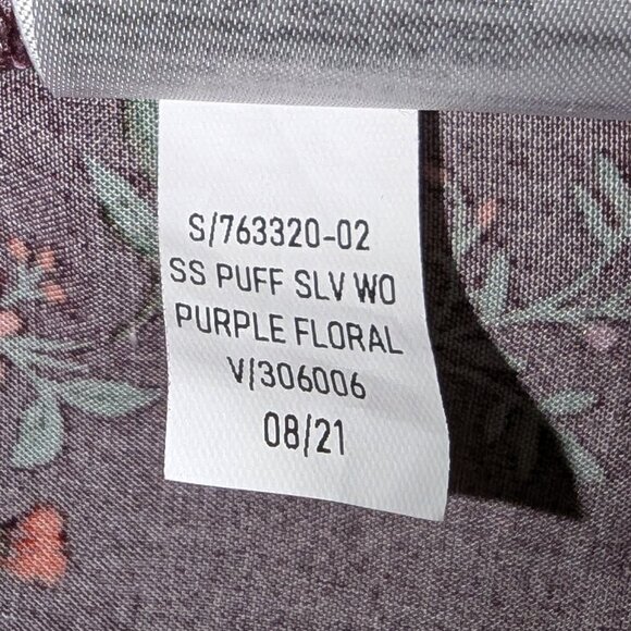 Old Navy | Short Puff Sleeve Plum Burgundy Floral Midi Dress  | Size 3X - Picture 16 of 16